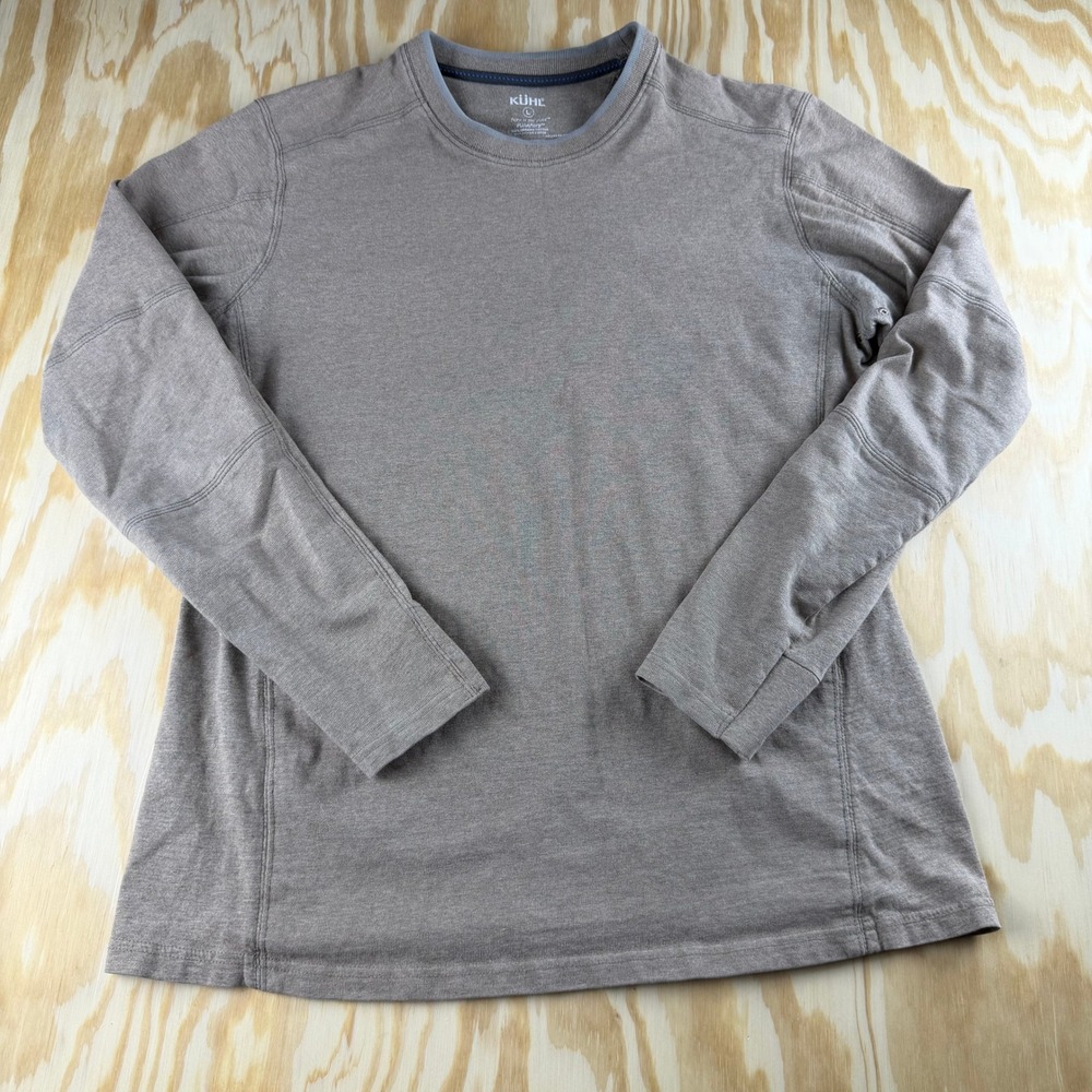 Kuhl Wildfibre Organic Cotton Long Sleeve Shirt Womens Large Tan Heathered Crew